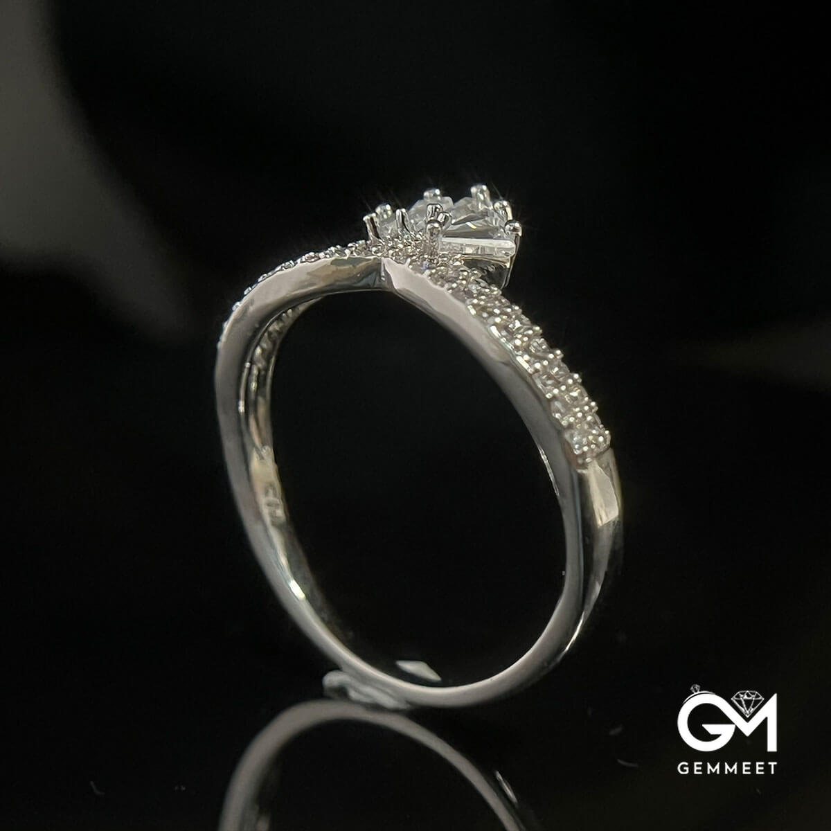 White Gold Crown Shape Full Stones Band Ring