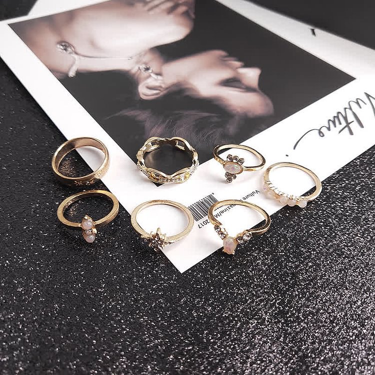 Bohemia Vintage Opal 17 PCS Ring Set