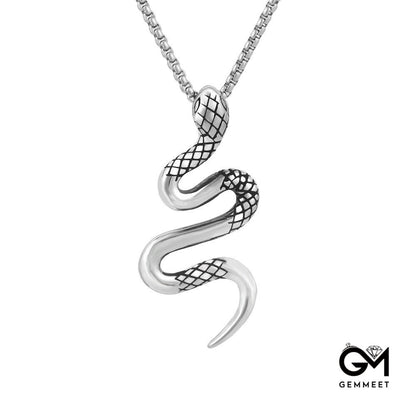 Titanium Steel Tabby Serpentine Pendant Necklace