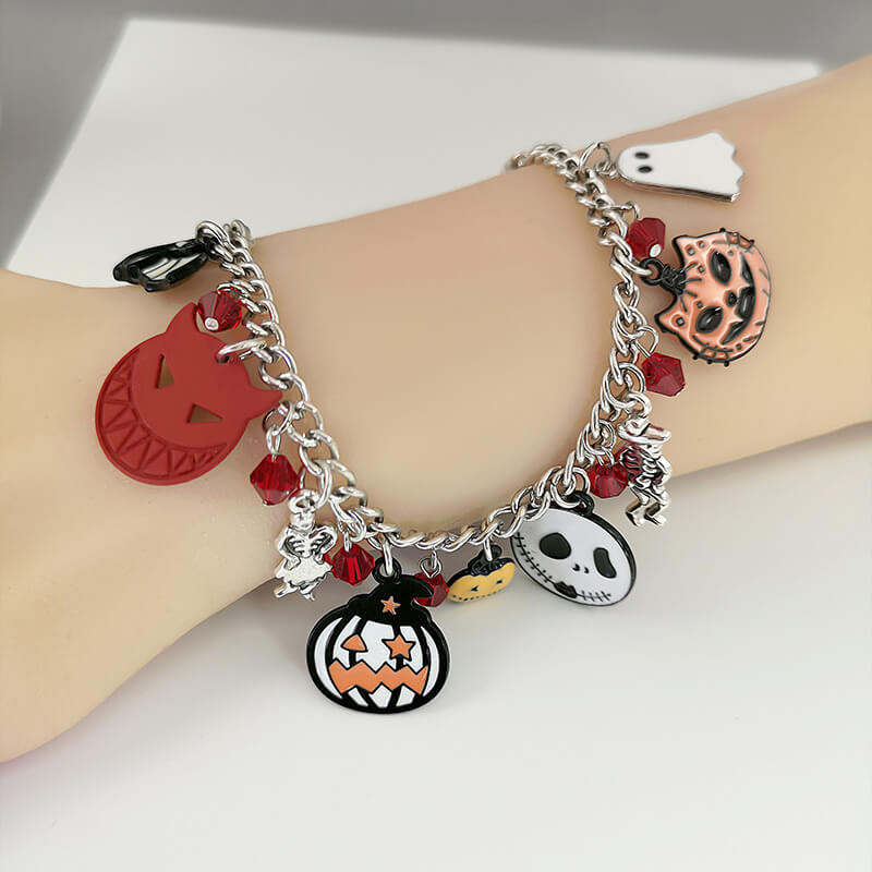 Halloween New Pumpkin Skull Bracelet Personality Creative Exaggerated Hand Decoration Dark Wind Niche Bracelet