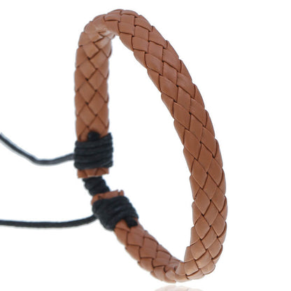 Simple Pull Adjustment Color Leather Bracelet for Men and Women