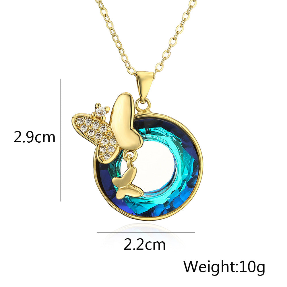 Cute Hollow Hoop Butterfly Totem Pendant Necklace