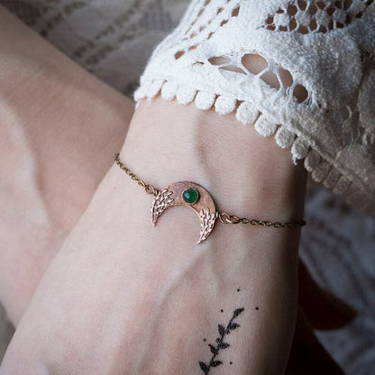 Emerald Engraved Bracelet in Antique Bronze