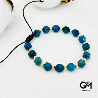 Vintage Cut Bead  Blue Apatite Bracelet