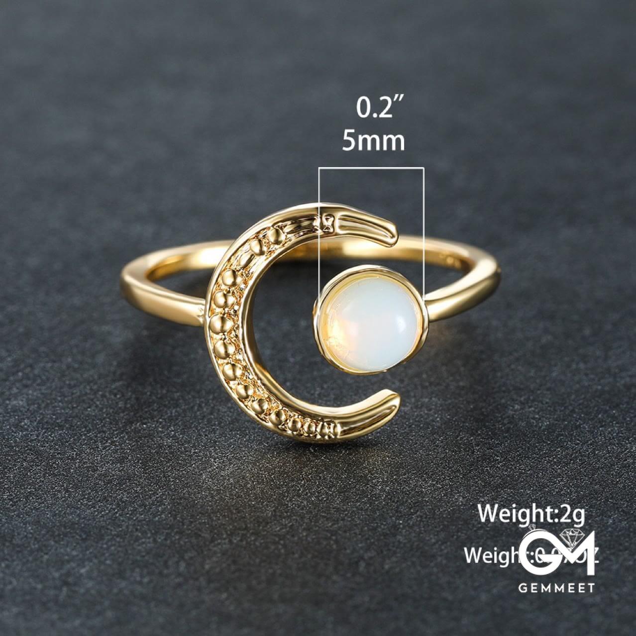 Moon Sun Accessory Moonstone Adjustable Ring