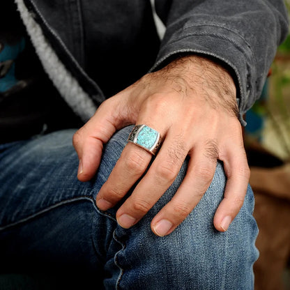 Men's Eagle Turquoise Ring