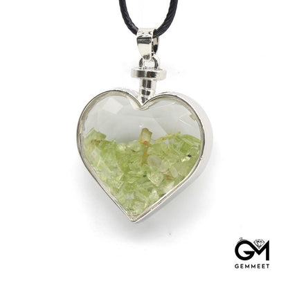 Love Crystal Wish Bottle Gravel Pendant Necklace