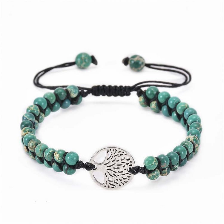 Tree of Life Natural Crystal Double Braided Bracelet