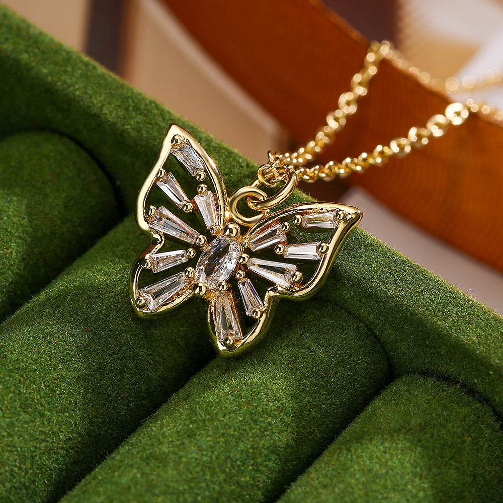 Hollow Butterfly Shape Pendant Chain Necklace