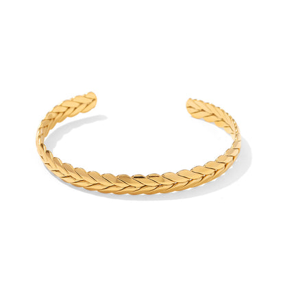 Minimalism Olive Leaf Shape Bangle Bracelet