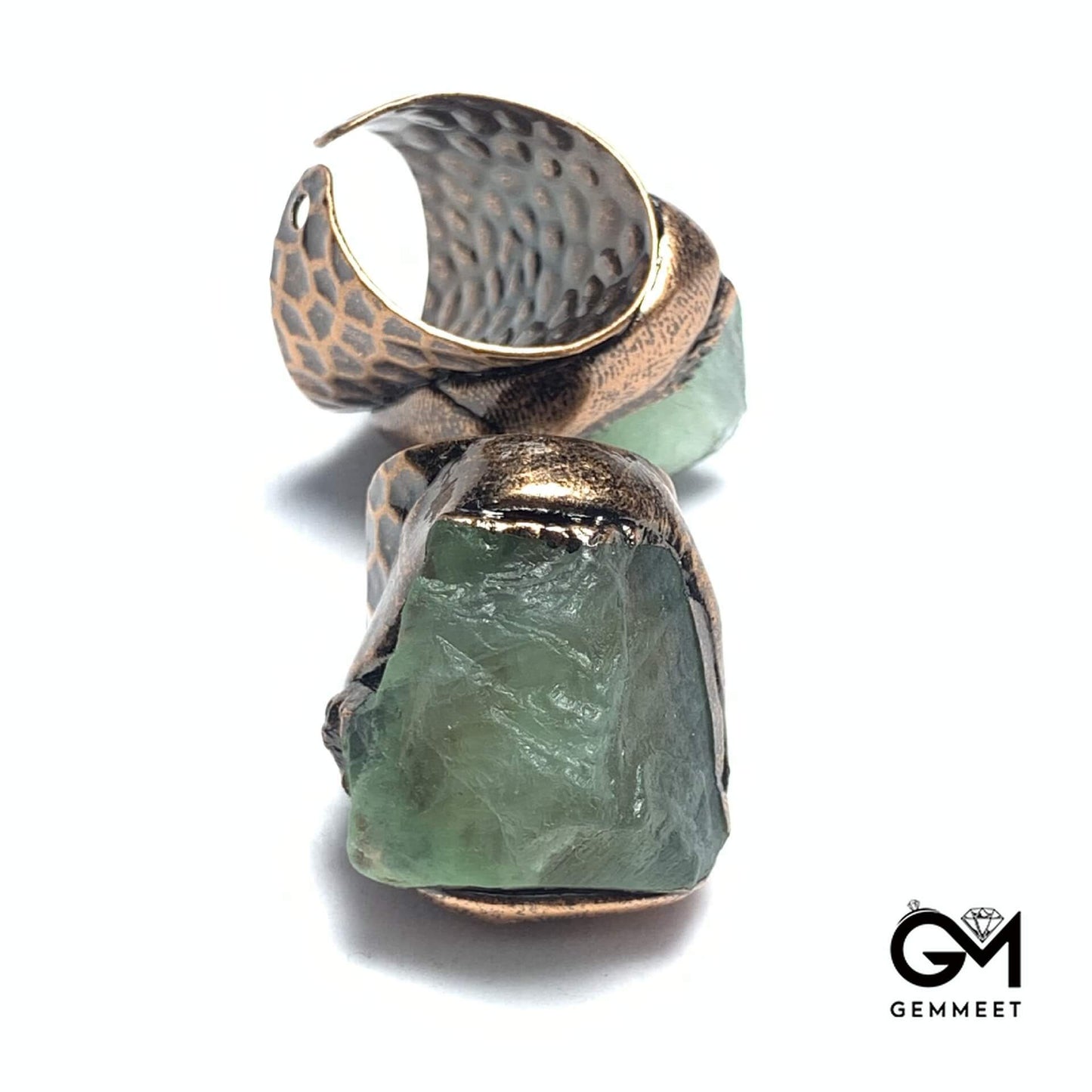 Green Fluorite Plated Bronze Serpentine Open Ring