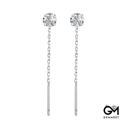 S925 Sterling Silver Simple White Zircon Earrings