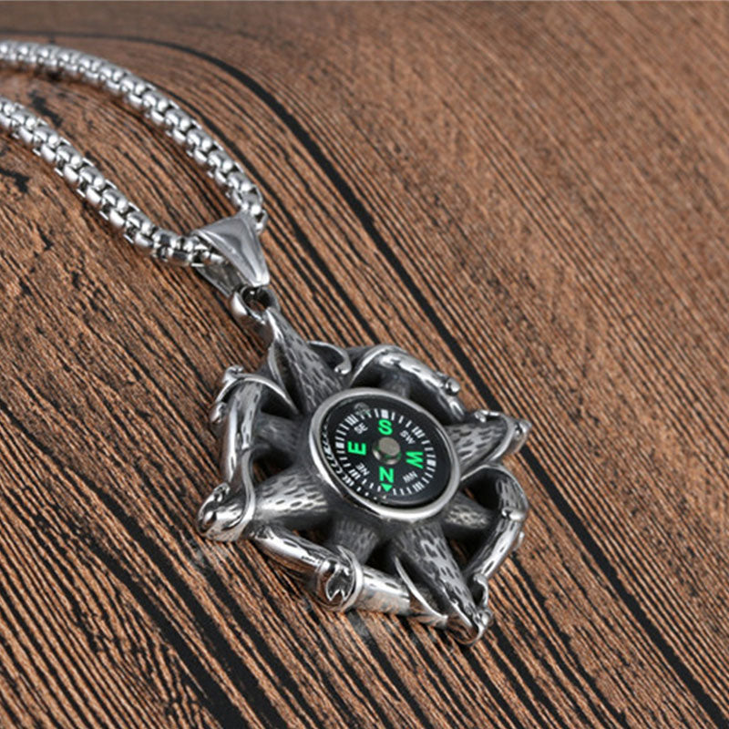 Vintage Cross Wound Compass Pendant