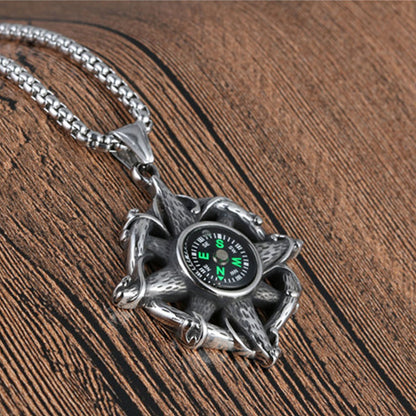 Vintage Cross Wound Compass Pendant