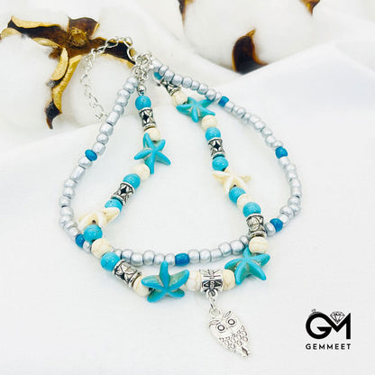 Turquoise Turtle Symbol Owl Bracelet Anklet