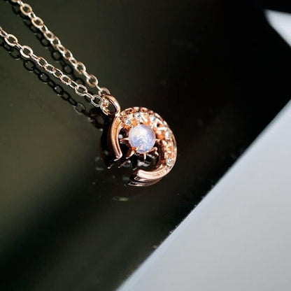 Celestial Dainty Moon Moonstone Necklace