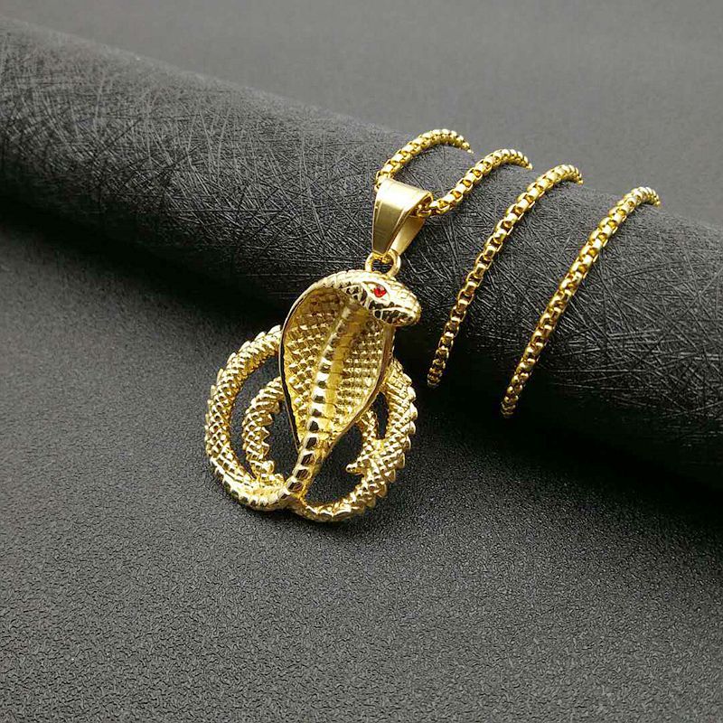 Hip Hop Jewelry Gold Plated Zirconia Cobra Pendant