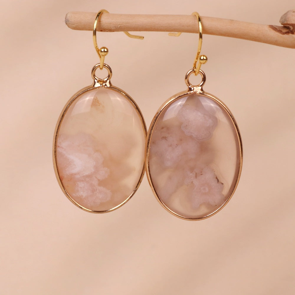 Cherry Stone Oval Pendant Earrings