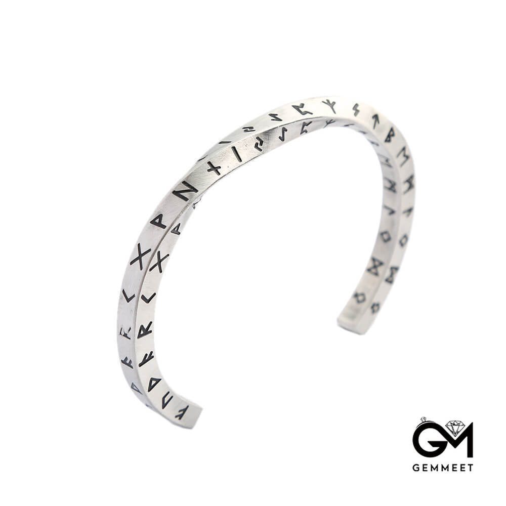 Stainless Steel Character Letter Open Bracelet