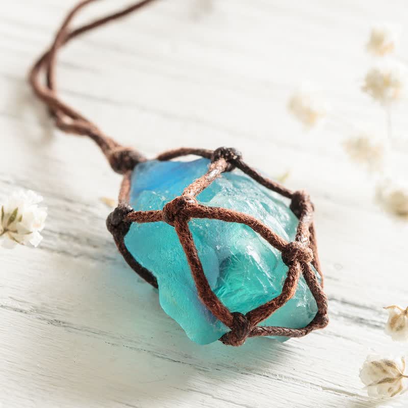 Aquatic Fluorite Weave Necklace