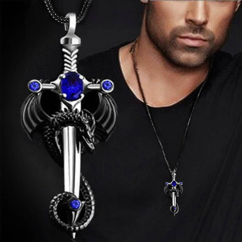 Men's Hip-hop Dragon Sword Pendant Necklace