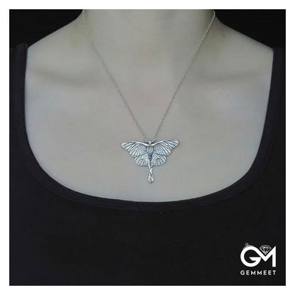 Silver Butterfly Moonstone Necklace