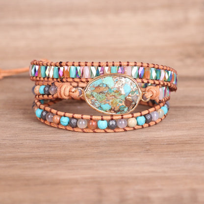 Vintage multi-layer leather wrapped bracelet