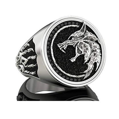 Men's Wolf Stainless Steel Gold Silver Ring