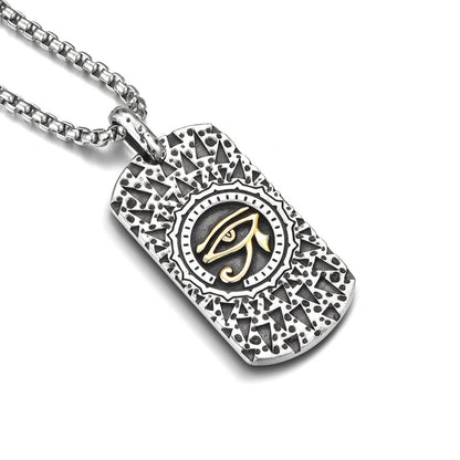 Sterling Silver High Street Vintage Shield Triangular Pattern Eye Of God Pendants Necklace