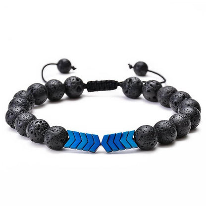 Lava Stone Colorful Magnetite Mens Bracelet