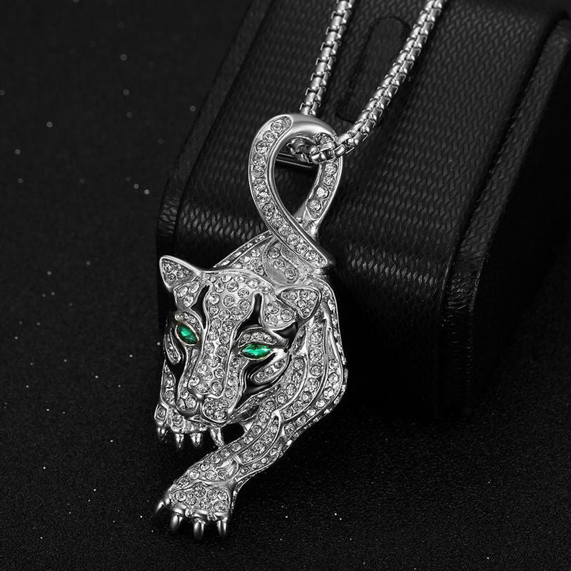 Hip Hop Jewelry Gold Plated Zircon Leopard Head Pendant