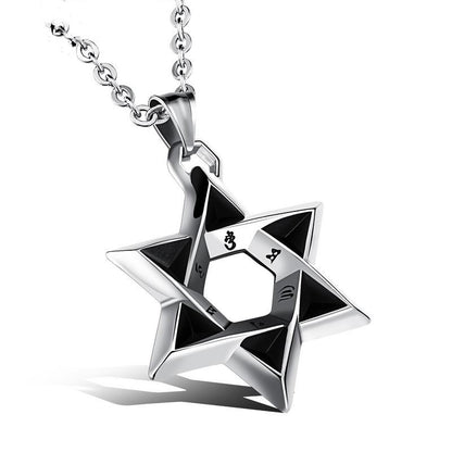 Titanium Steel Hexagram Pendant Chain Necklace