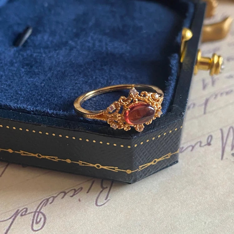 Night Rose-Natural Garnet Ring