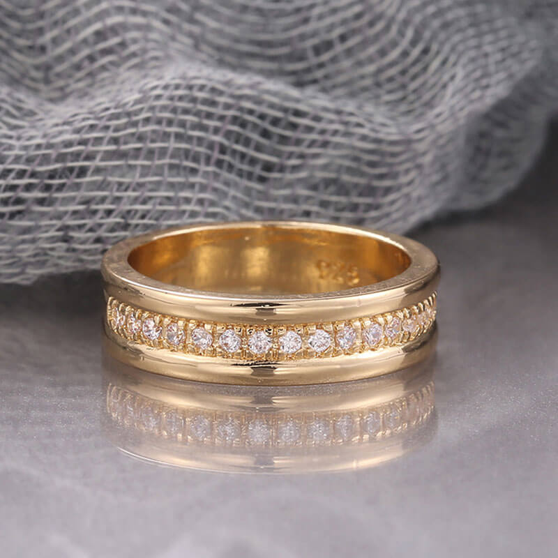 Simple Gold Set With Zircon Ring