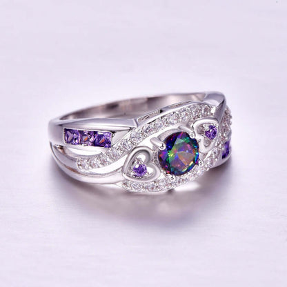 Heart Shaped With Colourful Zircon Ring