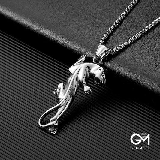 Men's Titanium Steel Cheetah Pendant Necklace