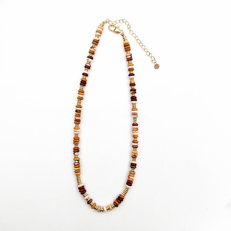 Sunset Frisbee Beaded Natural Agate Clavicle Necklace