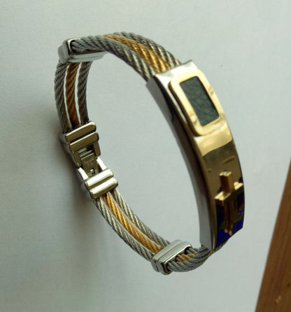 Gold Simple Cross Stainless Steel Bracelet