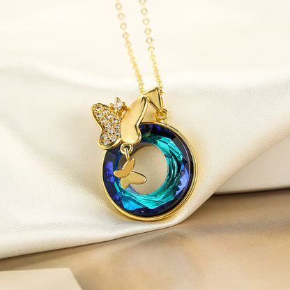 Cute Hollow Hoop Butterfly Totem Pendant Necklace