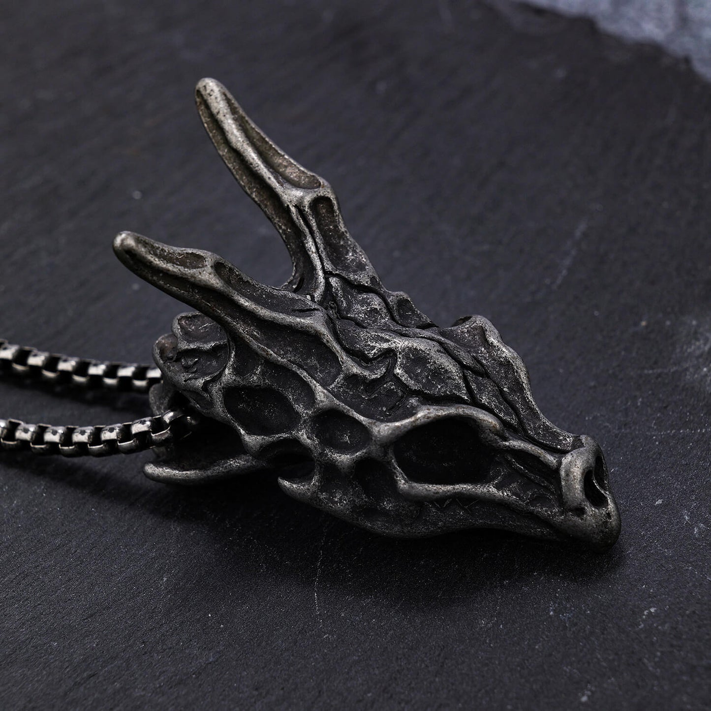 Vintage Dragon Head Skull Bone Stainless Steel Pendant