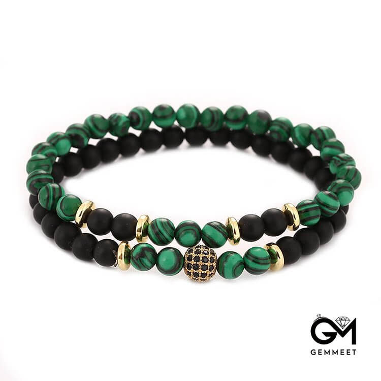 Crystal Two Layer Beaded Men Bracelet