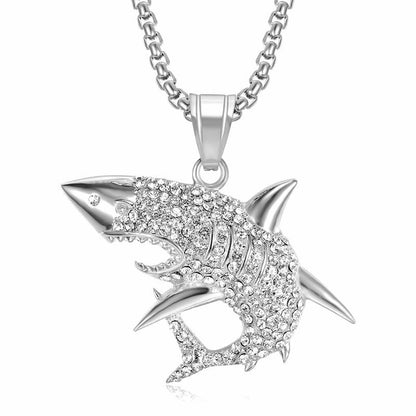 HIPHOP Jewelry Gold-plated Zircon Great White Shark Pendant