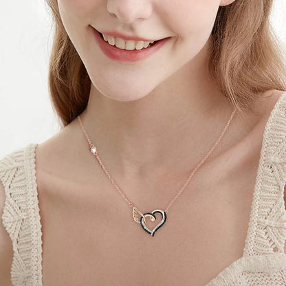 Heart With Wing Gold-plated Zircon Necklace