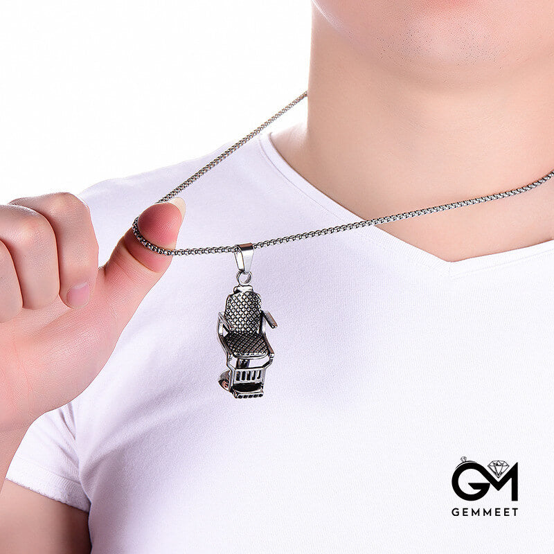 Rocking Stainless Steel Barber Seat Pendant Necklace