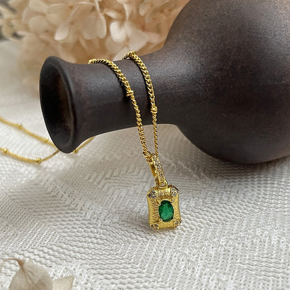 Light Luxury Green Zircon Pendant Necklace High-grade Niche