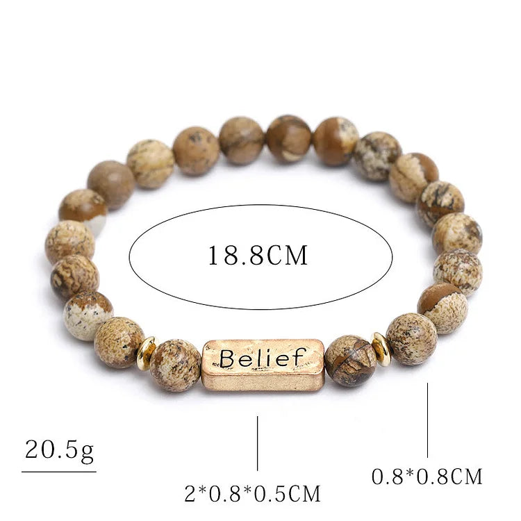 Natural Gemstone Belief Engraving Bracelet