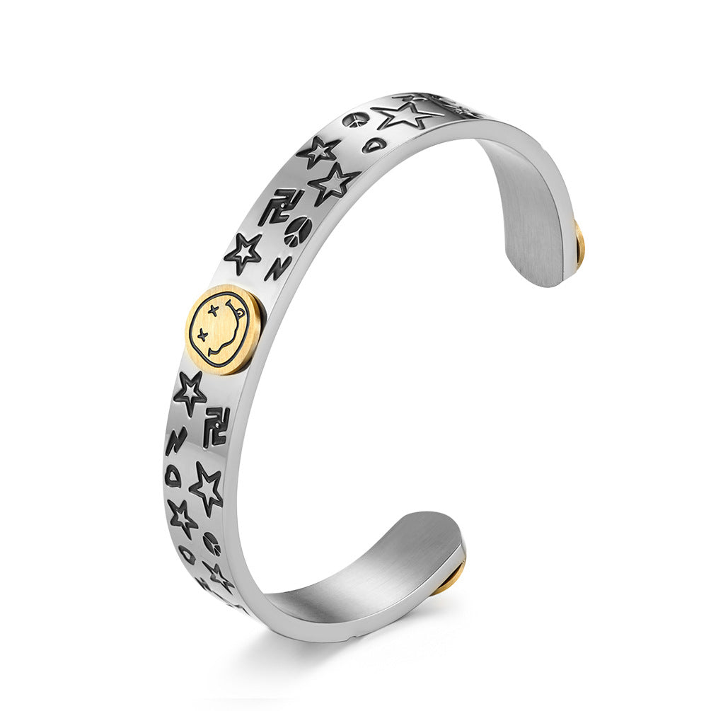 Hip Hop Smiley Face Full Of Stars Bracelet