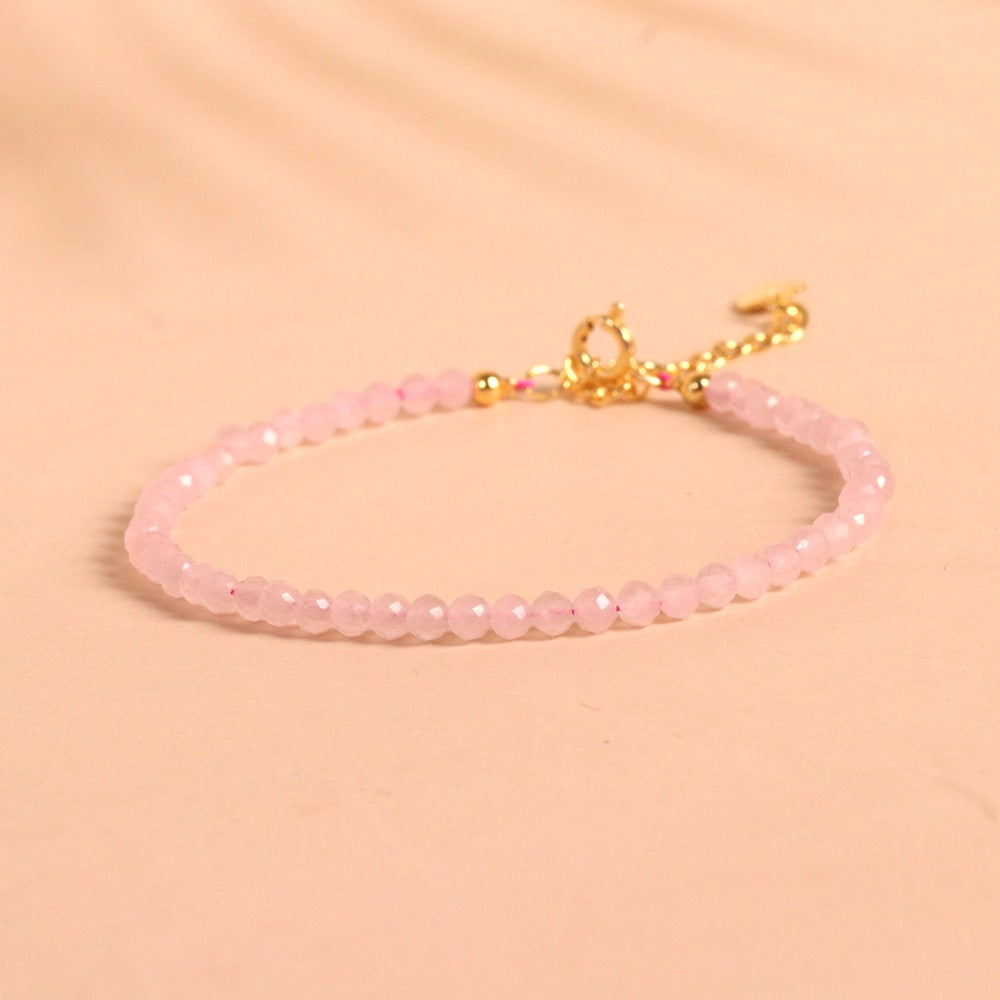 Pink Crystal Peach Blossom Transfer Bead Bracelet