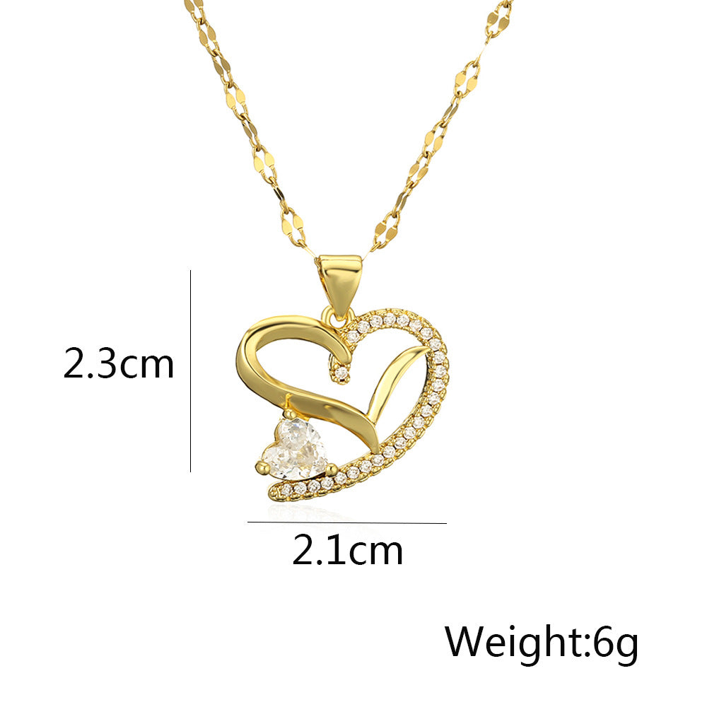 Hollow Multi-Heart Full Stones Pendant Necklace