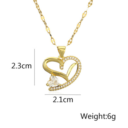 Hollow Multi-Heart Full Stones Pendant Necklace